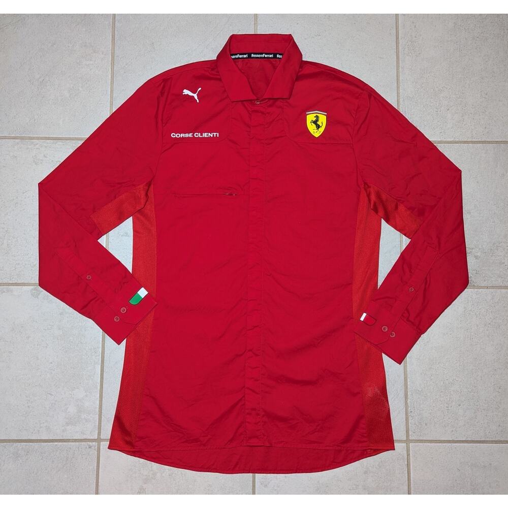 Scuderia Ferrari F1 Team PUMA Men's Large Slim Fit Long Sleeved Shirt Red Racing